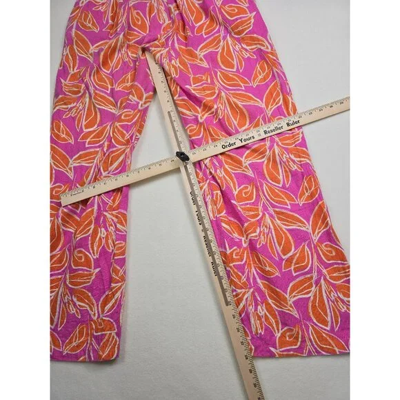 Sincerely Jules Womens Tropical Print Wide Leg Linen Blend Boho Palazzo Pants L - Picture 7 of 7